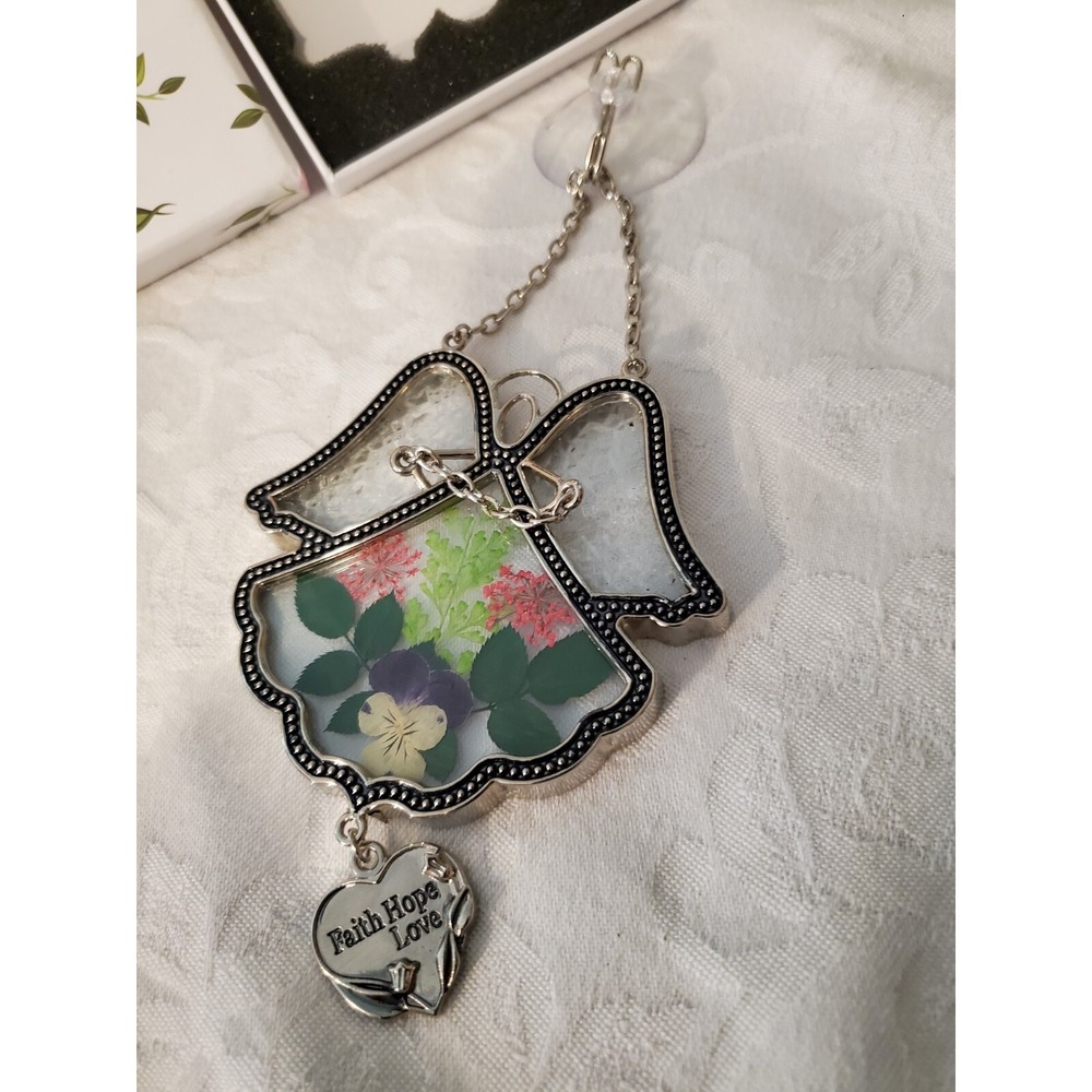 Suncatcher in box for Faith Hope Love Angel Glass Sun catcher Pressed Tiffany La